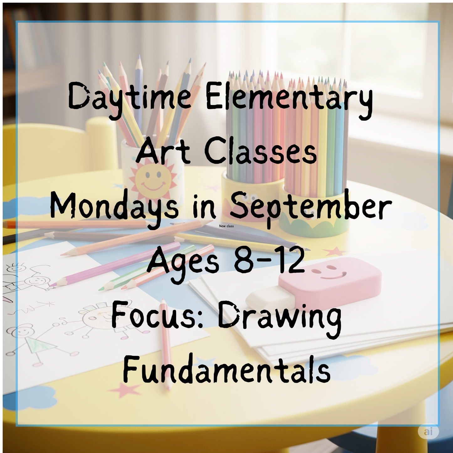 Monday Art Ages 8-12,  September 15th 2025 1 student